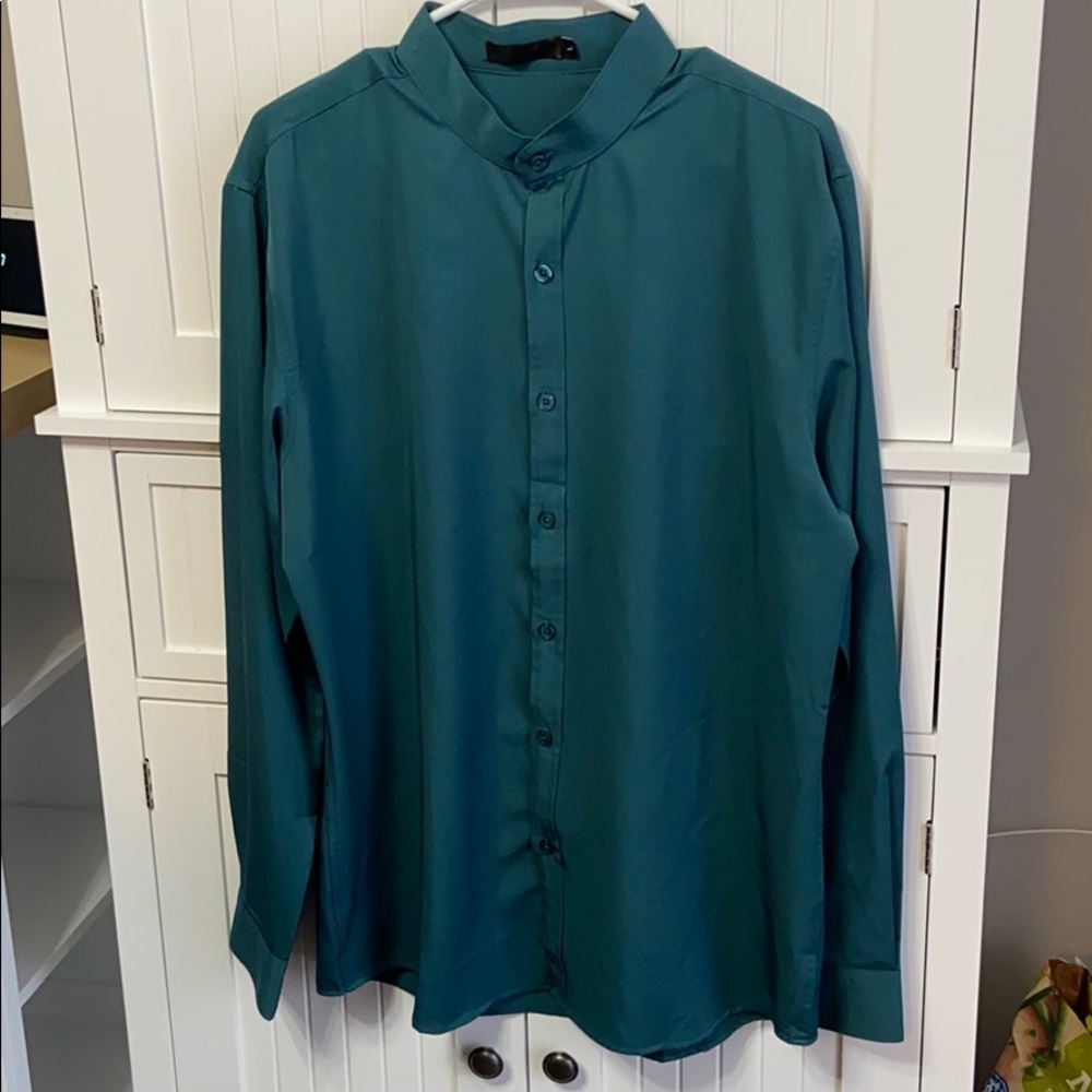 dark green long sleeve button-down